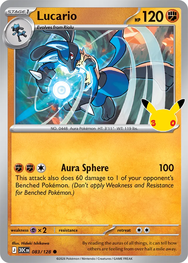 Lucario: 30th Celebration 083/128 - Pokemon Card