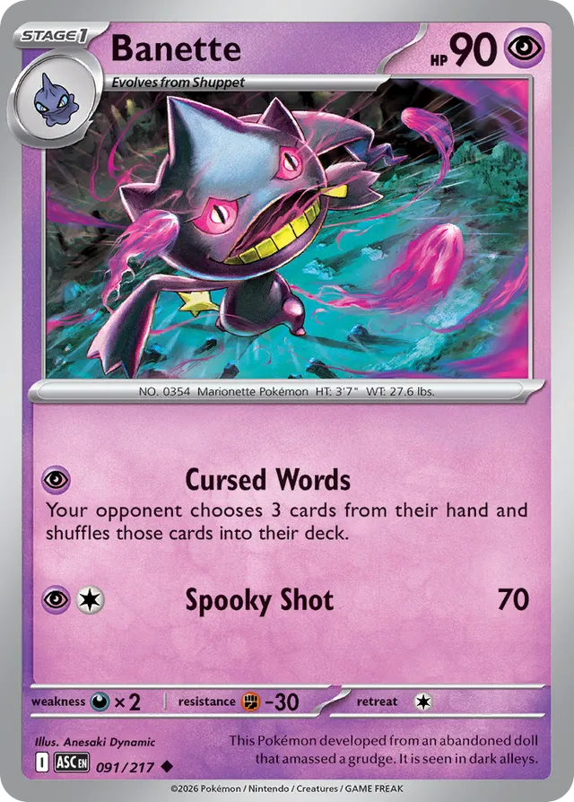 Banette: Ascended Heroes 091/217 - Pokemon Single Card
