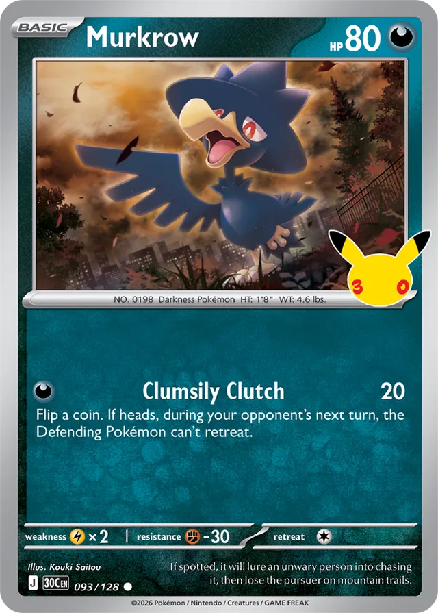 Murkrow: 30th Celebration 093/128 - Pokemon Card