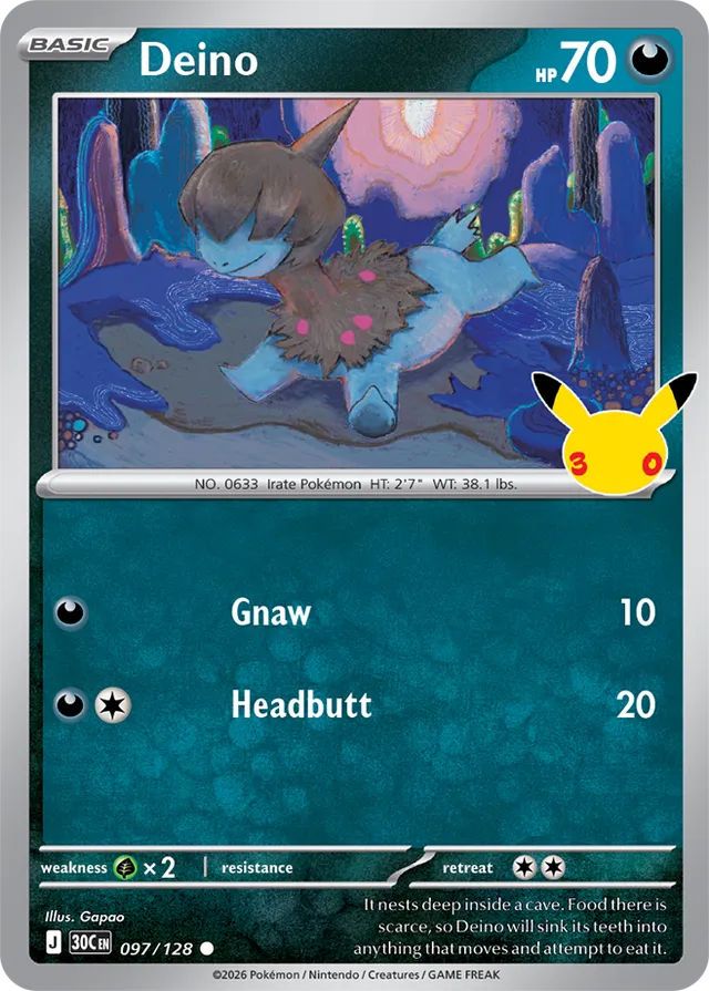 Deino: 30th Celebration 097/128 - Pokemon Card