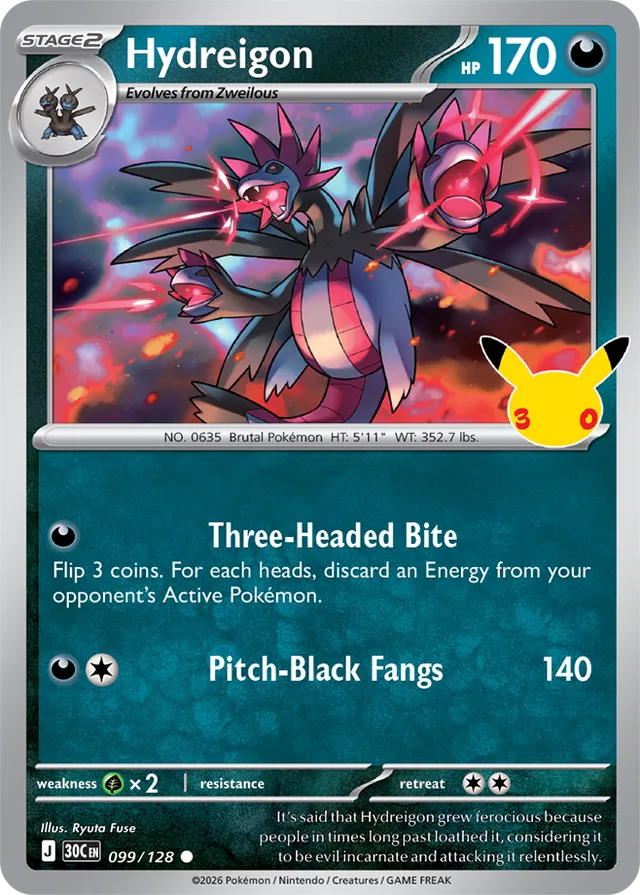 Hydreigon: 30th Celebration 099/128 - Pokemon Card