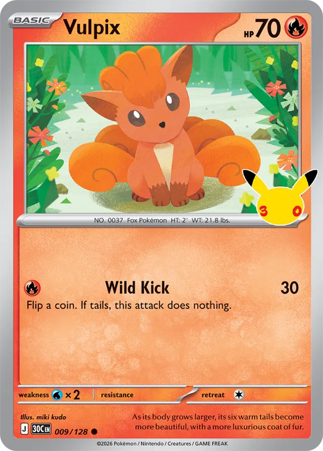 Vulpix: 30th Celebration 009/128 - Pokemon Card