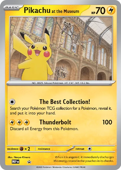 Pikachu At The Museum Mega Evolution Black Star Promo - SEALED - Pokemon Jumbo Single Card