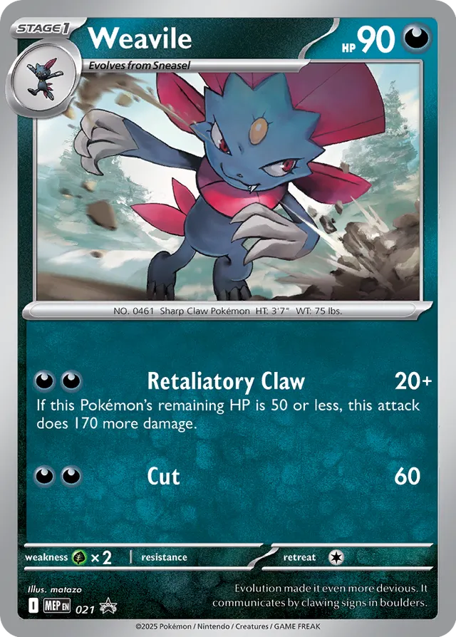 Weavile Mega Evolution Black Star Promo 021 - Pokemon Single Card