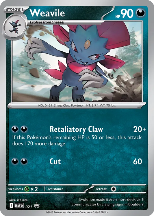 Weavile Mega Evolution Black Star Promo 021 - Pokemon Single Card
