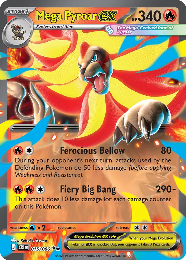 Mega Pyroar ex: Chaos Rising 015/088 - Pokemon Single Card