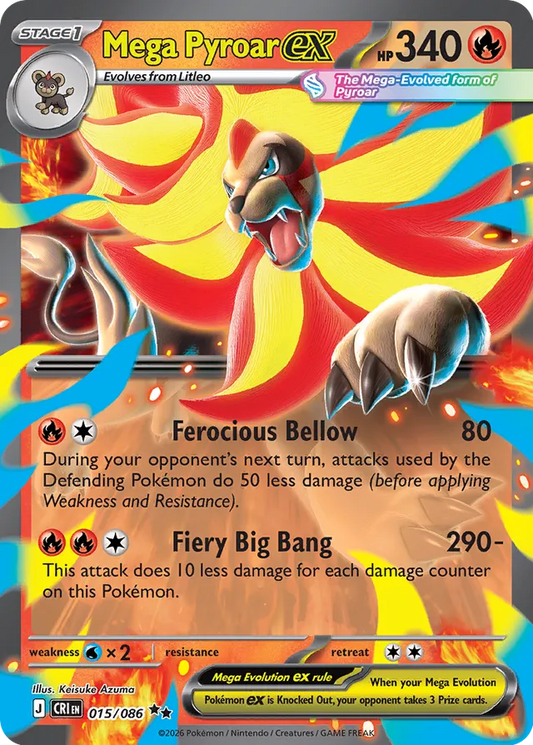 Mega Pyroar ex: Chaos Rising 015/088 - Pokemon Single Card