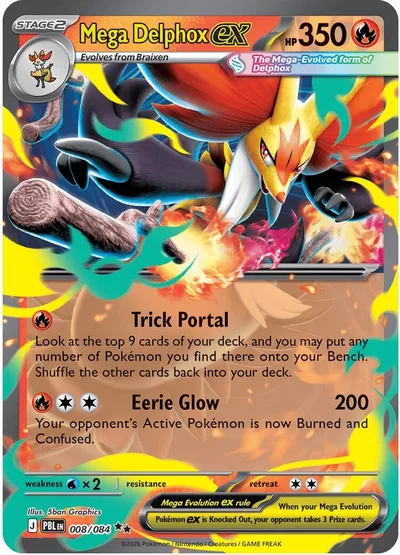 Mega Delphox ex: Pitch Black 008/084 - Pokemon Single Card