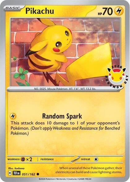 Pikachu: Temporal Forces 051/162 Pokémon Day 2026  - Cosmos Holo Pokemon Single Card